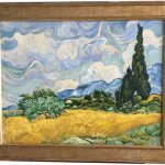 Pole pszenicy z cyprysami, kopia obrazu według Vincenta van Gogha. Pracownia Temper.