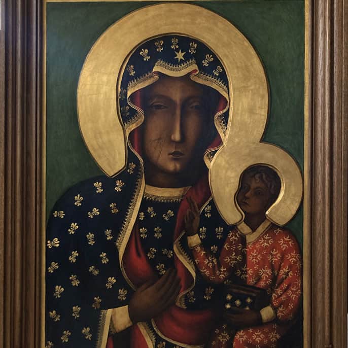 Kopia ikony Matki Boskiej Częstochowskiej pole obrazu
